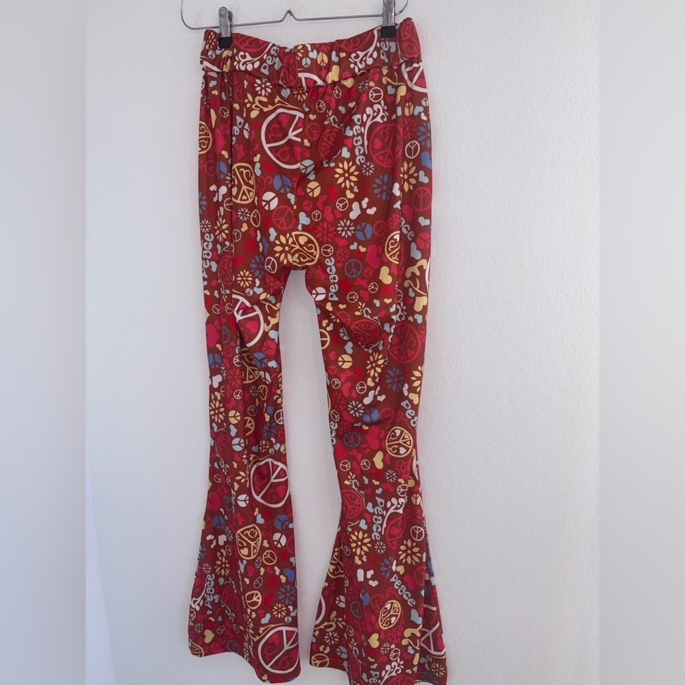 Retro Peace Sign Flare Pants 70’s Hippie Costume Halloween - Picture 8 of 8